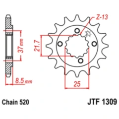 Ritzel 15Z Teilung 520 feinverzahnt Innendurchmesser 21. 6/25 passend für: SMC/Barossa Canyon
