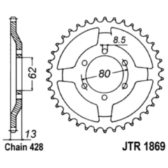 Kettenrad 45 Zähne für 428 Teilung