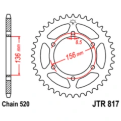 Kettenrad 46Z Teilung 520 Innendurchmesser 136 Lochkreis 156 passend für: Derbi 659