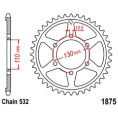 Kettenrad 48Z 532 Teilung für Motorräder