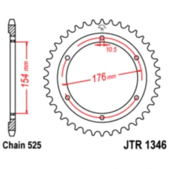 Kettenrad 43Z Teilung 525 Innendurchmesser 154 Lochkreis 176 passend für: Honda CB, VFR
