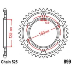 Kettenrad 45 Zähne Stahl 525 Innendurchmesser 125 mm