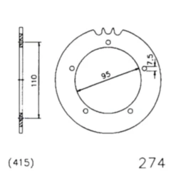 Kettenrad 42Z Teilung 415 schwarz Innendurchmesser 095 Lochkreis 110 passend für: Hercules KX - 5