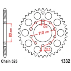 Kettenrad 37Z Teilung 525 Innendurchmesser 080 Lochkreis 110 passend für: Honda CB, VT, XRV