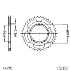 Kettenrad 49Z Teilung 428 Innendurchmesser 096 Lochkreis 108 passend für: MZ/MUZ SM, SX