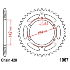 Kettenrad 52Z Teilung 428 Innendurchmesser 142 Lochkreis 164 passend für: Hyosung GT