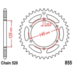 Kettenrad 45Z für Motorräder, Teilung 520