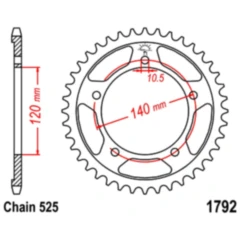 Kettenrad 44Z Teilung 525 Innendurchmesser 120 Lochkreis 140 passend für: Triumph Bonneville, Thruxton, Scrambler