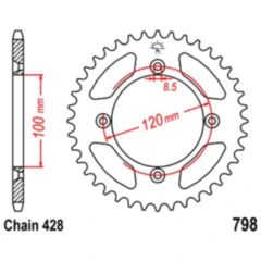 Kettenrad 48Z Teilung 428 Innendurchmesser 100 Lochkreis 120 passend für: Suzuki RM