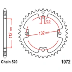 Kettenrad 36Z Teilung 520 Innendurchmesser 112 Lochkreis 132 passend für: Kymco Maxxer, MXU, KXR