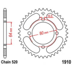 Kettenrad 36Z Teilung 520 Innendurchmesser 064 Lochkreis 080 passend für: Aeon Cobra, Overland