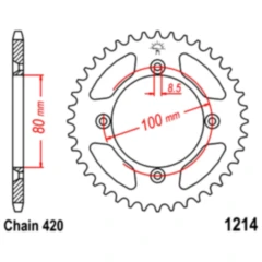 Kettenrad 38Z Teilung 420 Innendurchmesser 080 Lochkreis 100 passend für: Honda CRF, XR, CR