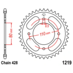 Kettenrad 42Z Teilung 428 Innendurchmesser 080 Lochkreis 110 passend für: Honda CBF, CB