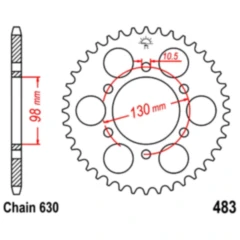 Kettenrad 35Z Teilung 630 Innendurchmesser 098 Lochkreis 130 passend für: Kawasaki Z, Z1, Z1A