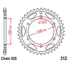 Kettenrad 40Z Teilung 525 Innendurchmesser 120 Lochkreis 138 passend für: Honda VFR, RVF