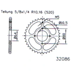 Kettenrad 28Z Teilung 520 schwarz Innendurchmesser 064 Lochkreis 080 passend für: Aeon Cobra, Overland