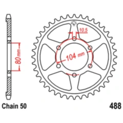 Kettenrad 47Z Teilung 530 Innendurchmesser 080 Lochkreis 104 passend für: Kawasaki ZRX, Z, ZX - 9R