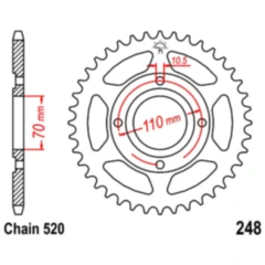 Kettenrad 45Z Teilung 520 Innendurchmesser 070 Lochkreis 110 passend für: Honda CB