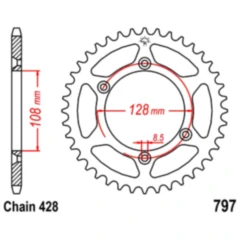Kettenrad 57Z Teilung 428 Innendurchmesser 108 Lochkreis 128 passend für: Suzuki DR - Z