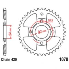 Kettenrad 47Z Teilung 420 Innendurchmesser 054 Lochkreis 092 passend für: Yamaha TZR