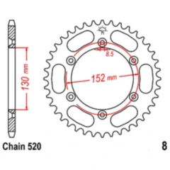 Kettenrad 51Z Teilung 520 Innendurchmesser 130 Lochkreis 152 passend für: BMW G