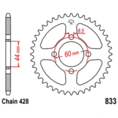 Kettenrad 41Z Teilung 428 Innendurchmesser 044 Lochkreis 060 passend für: Yamaha DT