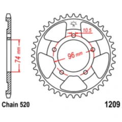 Kettenrad 41Z Teilung 520 Innendurchmesser 074 Lochkreis 096 passend für: Honda NSR