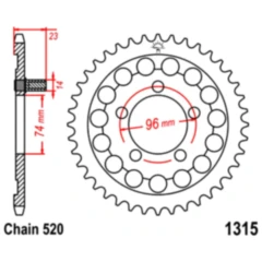 Kettenrad 40Z Teilung 520 Innendurchmesser 074 Lochkreis 096 passend für: Honda NSR