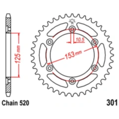 Kettenrad 39Z Teilung 520 Innendurchmesser 125 Lochkreis 153 passend für: Honda XR, CRF
