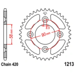 Kettenrad 37Z Teilung 420 Innendurchmesser 058 Lochkreis 090 passend für: Honda CRF, XR