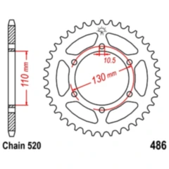 Kettenrad 43Z Teilung 520 Innendurchmesser 110 Lochkreis 130 passend für: Kawasaki Ninja, GPZ, Z