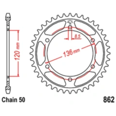 Kettenrad 45 Zähne 530 Teilung für Motorräder