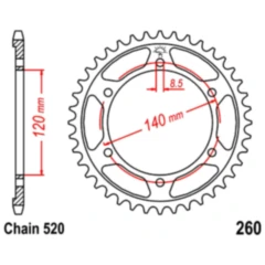 Kettenrad 40Z Teilung 520 Innendurchmesser 120 Lochkreis 140 passend für: Honda XL