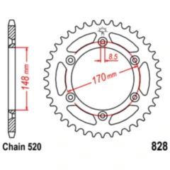 Kettenrad 50Z Teilung 520 Innendurchmesser 148 Lochkreis 170 passend für: Cagiva T4E, T4R