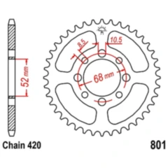 Kettenrad 36Z Teilung 420 Innendurchmesser 052 Lochkreis 068 passend für: Kawasaki KLX, AE, AR
