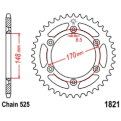 Kettenrad 47Z Teilung 525 für Motorräder