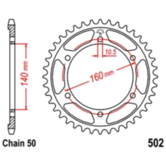 Kettenrad 49Z Teilung 530 Innendurchmesser 140 Lochkreis 160 passend für: Kawasaki GPZ, ZZR, ZRX