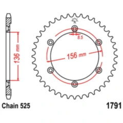 Kettenrad 41Z 525 für Motorräder