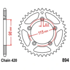 Kettenrad 48Z Teilung 420 Innendurchmesser 098 Lochkreis 115 passend für: KTM SX