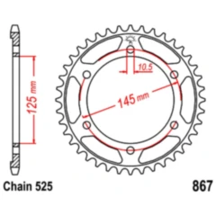 Kettenrad 43Z für Motorräder 525 Teilung