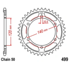Kettenrad 43Z Teilung 530 Innendurchmesser 120 Lochkreis 140 passend für: Kawasaki ZZR, VN, ZXR