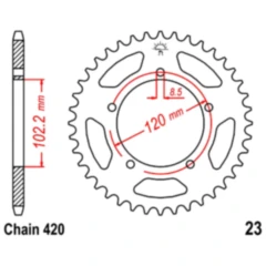 Kettenrad 47Z Teilung 420 Innendurchmesser 102. 2 Lochkreis 120 passend für: Aprilia RS