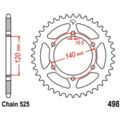 Kettenrad 45Z Teilung 525 Innendurchmesser 120 Lochkreis 140 passend für: Kawasaki W, ZR - 7, ZR