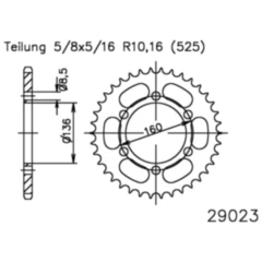 Kettenrad 41Z Teilung 525 Innendurchmesser 136 Lochkreis 160 passend für: Sachs Roadster