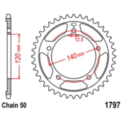 Kettenrad 43Z für Motorräder – Teilung 530, Innendurchmesser 120 mm, Lochkreis 140 mm