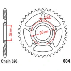 Kettenrad 38Z Teilung 520 Innendurchmesser 058 Lochkreis 090 passend für: Honda NSR