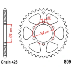 Kettenrad 44Z Teilung 428 Innendurchmesser 064 Lochkreis 084 passend für: Suzuki DR