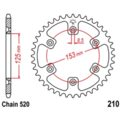 Kettenrad 52Z Teilung 520 Innendurchmesser 125 Lochkreis 153 passend für: Honda CRF, CR, XR