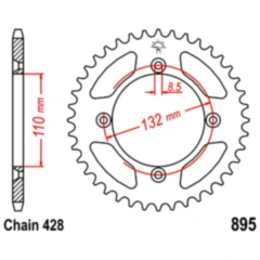 Kettenrad 46Z Teilung 428 Innendurchmesser 110 Lochkreis 132 passend für: KTM SX