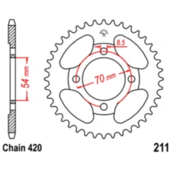Kettenrad 36Z Teilung 420 Innendurchmesser 054 Lochkreis 070 passend für: Honda C